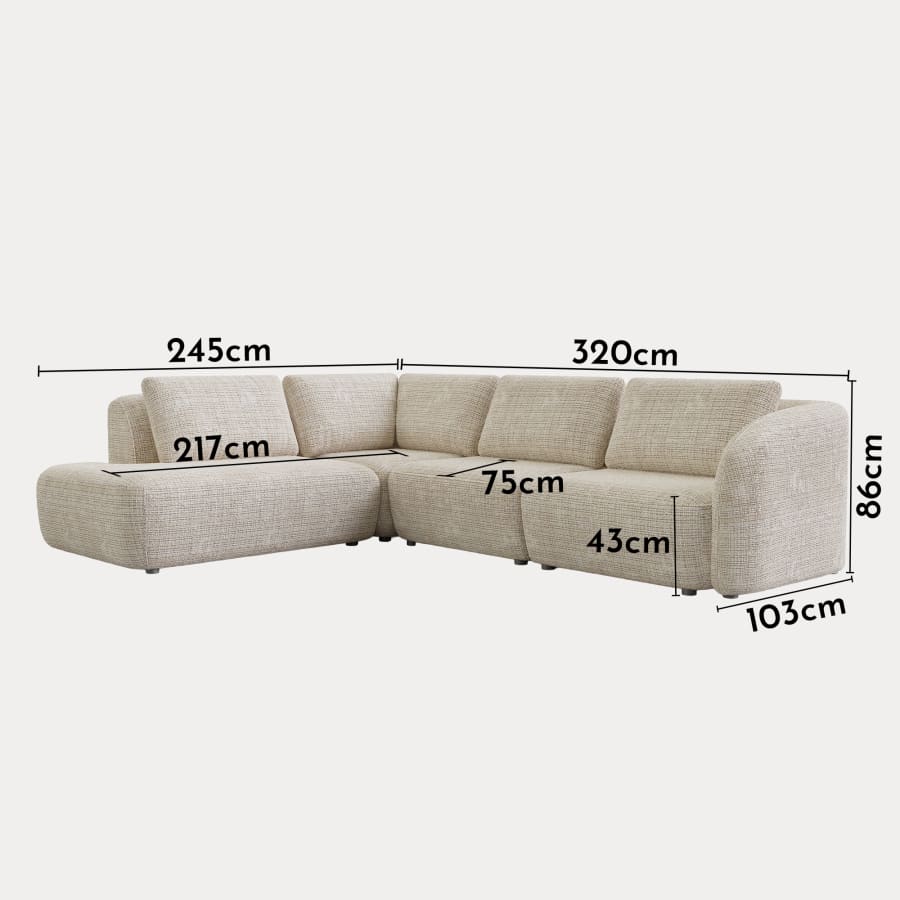 Canapé d'angle modulable en tissu beige - Angle gauche