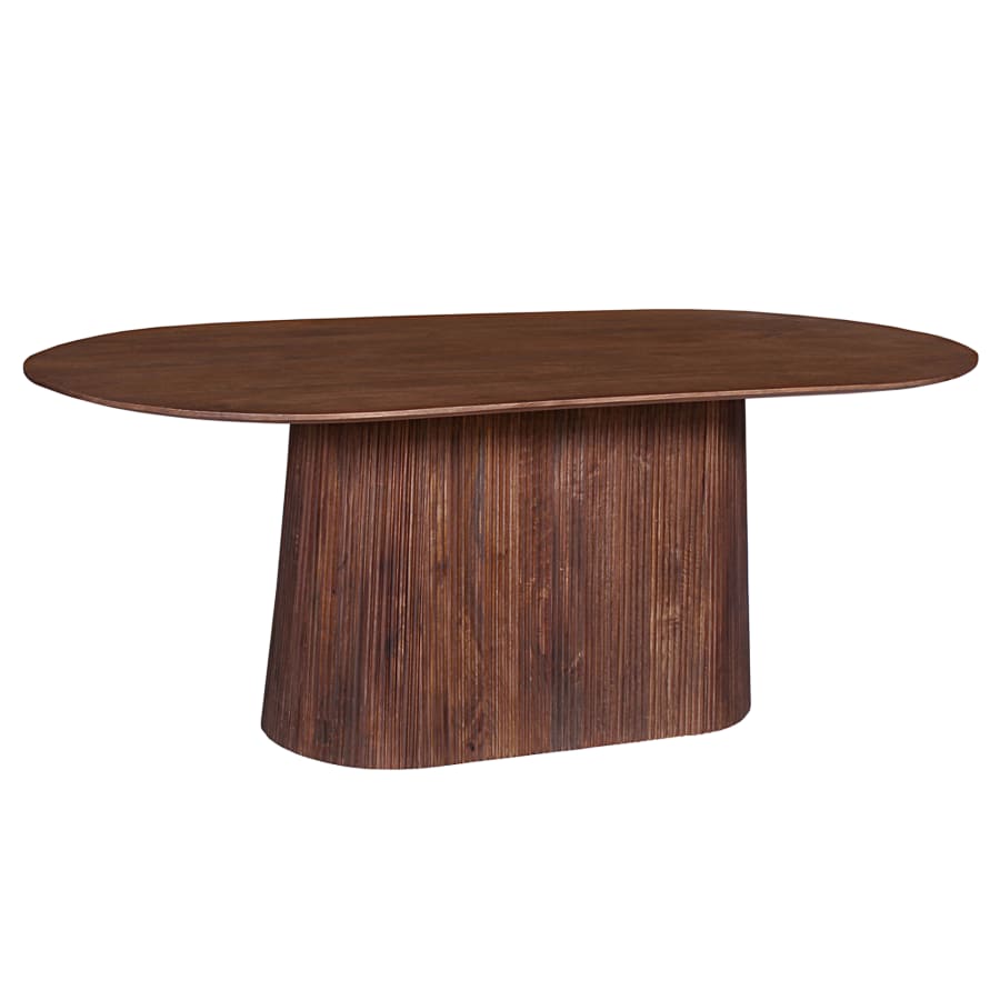 Table &agrave; manger ovale en bois de manguier brun clair 200 cm