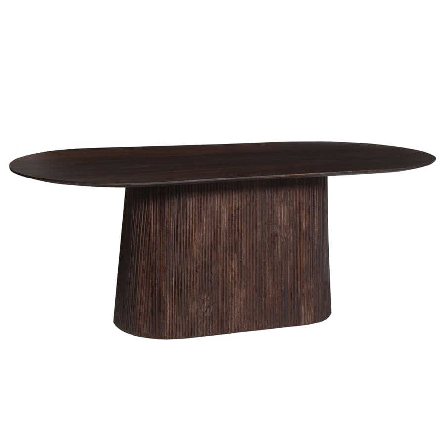 Table à manger ovale en bois de manguier brun foncé 200 cm