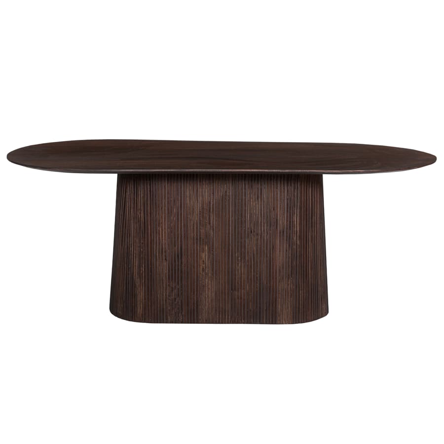 Table à manger ovale en bois de manguier brun foncé 200 cm