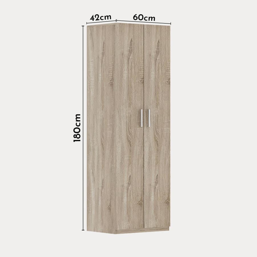 Armoire 2 portes 4 &eacute;tag&egrave;res couleur ch&ecirc;ne clair