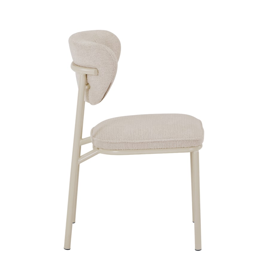 Lot de 2 chaises en tissu beige piètement en métal beige
