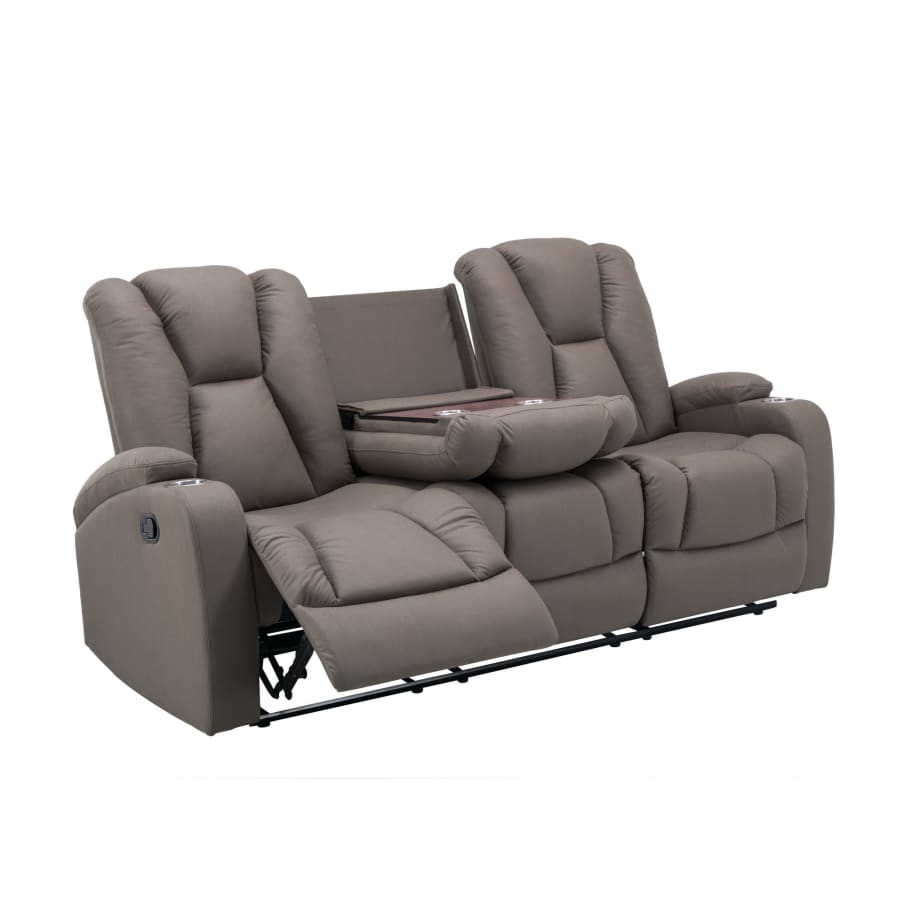 Canap&eacute; 3 places relax manuel en tissu microfibre marron