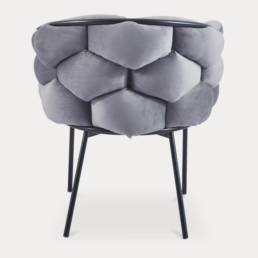 Lot de 2 chaises velours gris pieds en m&eacute;tal noir