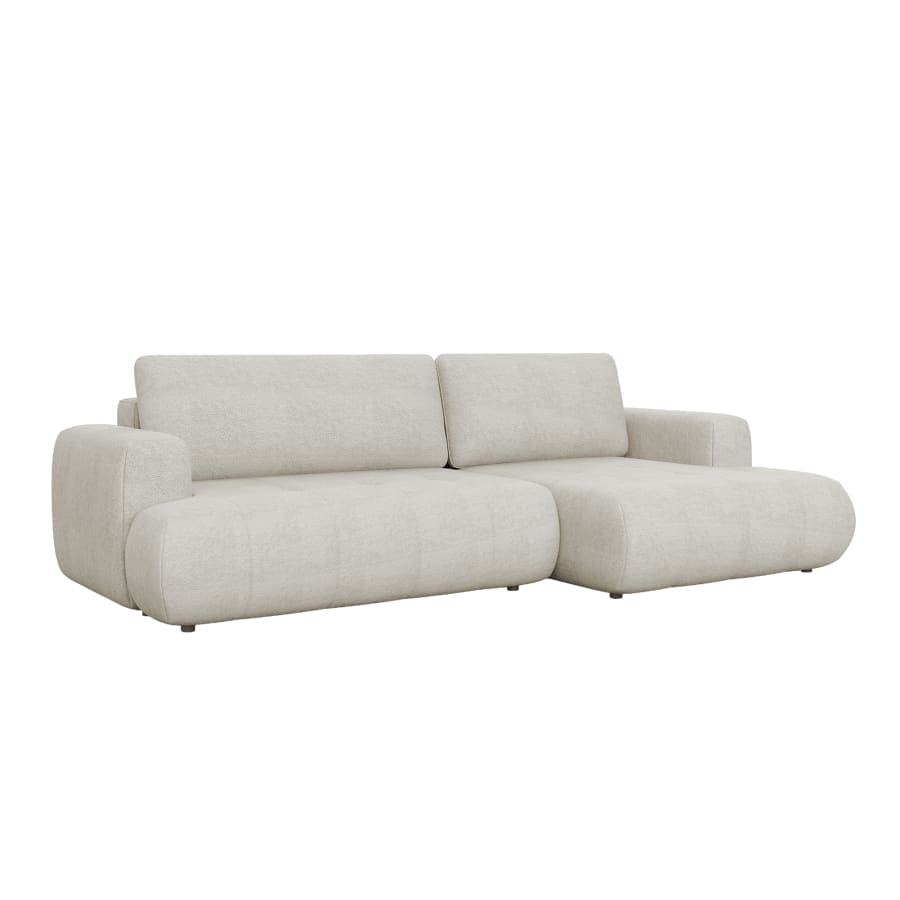 Canapé d'angle convertible en tissu écru - Angle droit