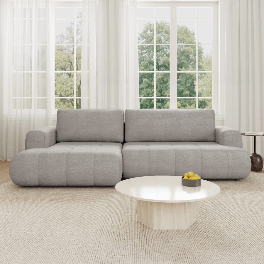 Canapé d'angle convertible en tissu taupe - Angle gauche