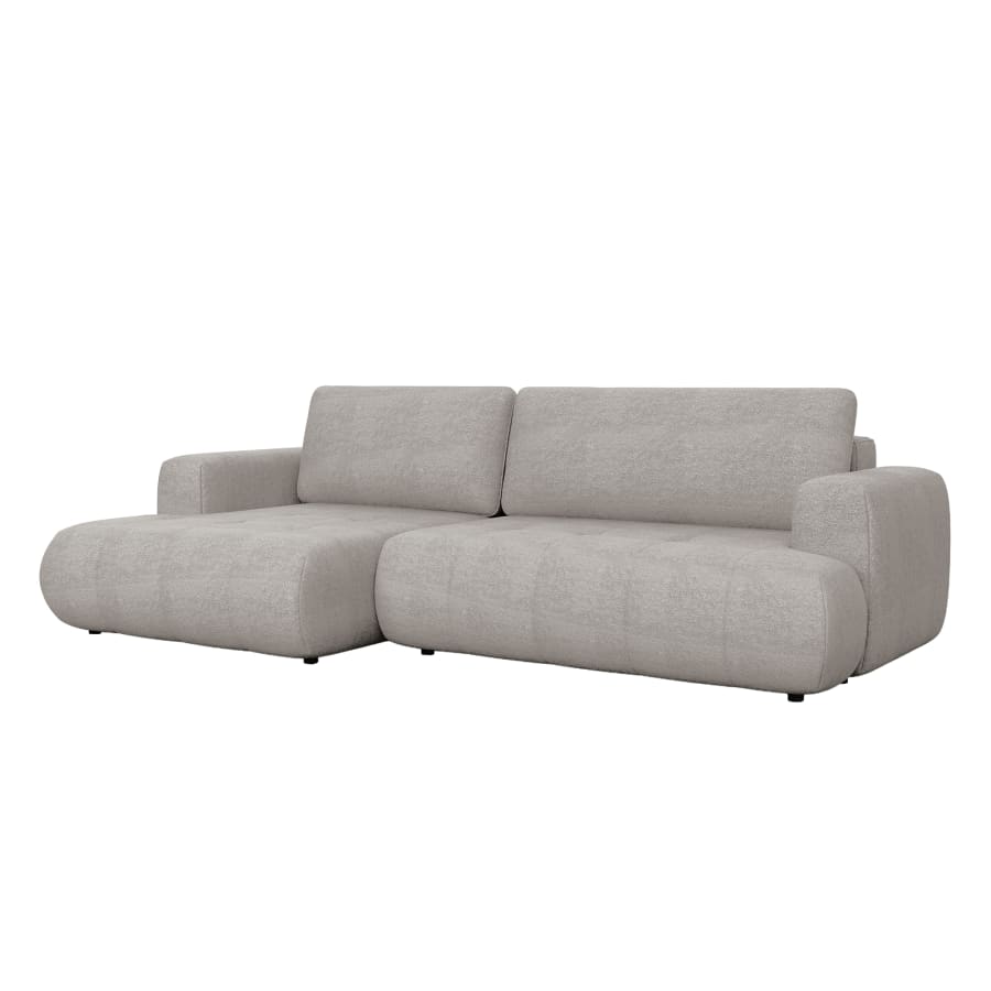 Canapé d'angle convertible en tissu taupe - Angle gauche