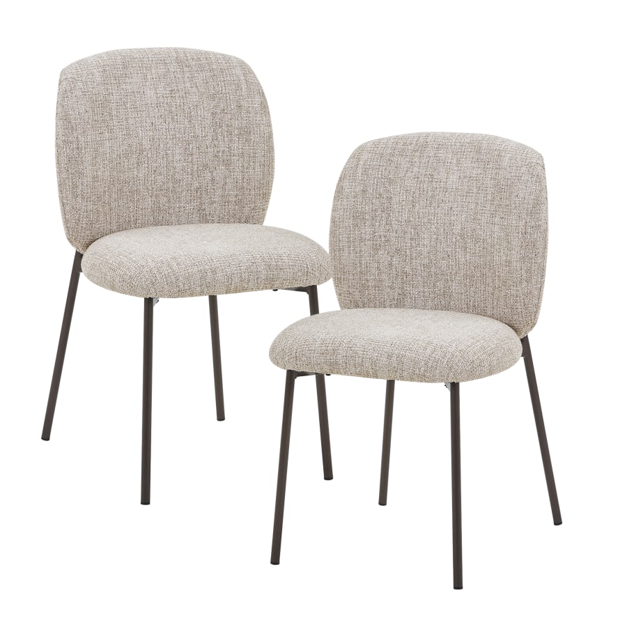 Lot de 2 chaises en tissu taupe pieds en m&eacute;tal noir