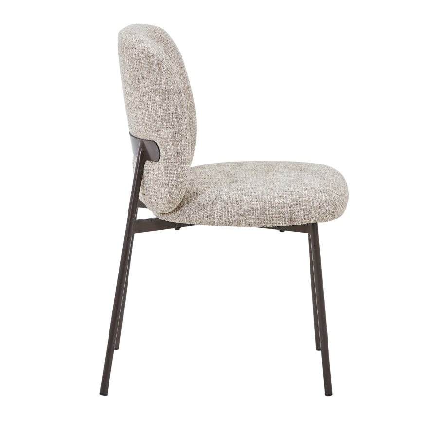 Lot de 2 chaises en tissu taupe pieds en m&eacute;tal noir