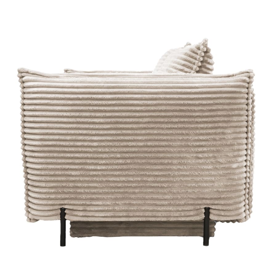 Canap&eacute; 3 places convertible avec coffre velours gros c&ocirc;tel&eacute; beige