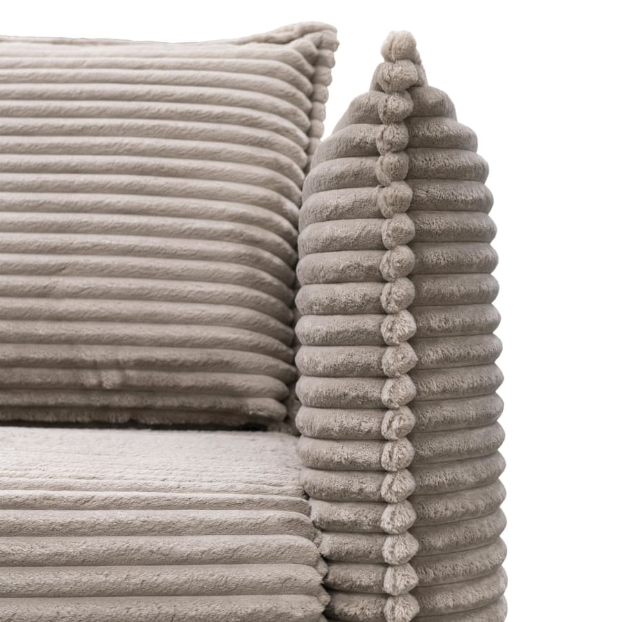 Canap&eacute; 3 places convertible avec coffre velours gros c&ocirc;tel&eacute; taupe