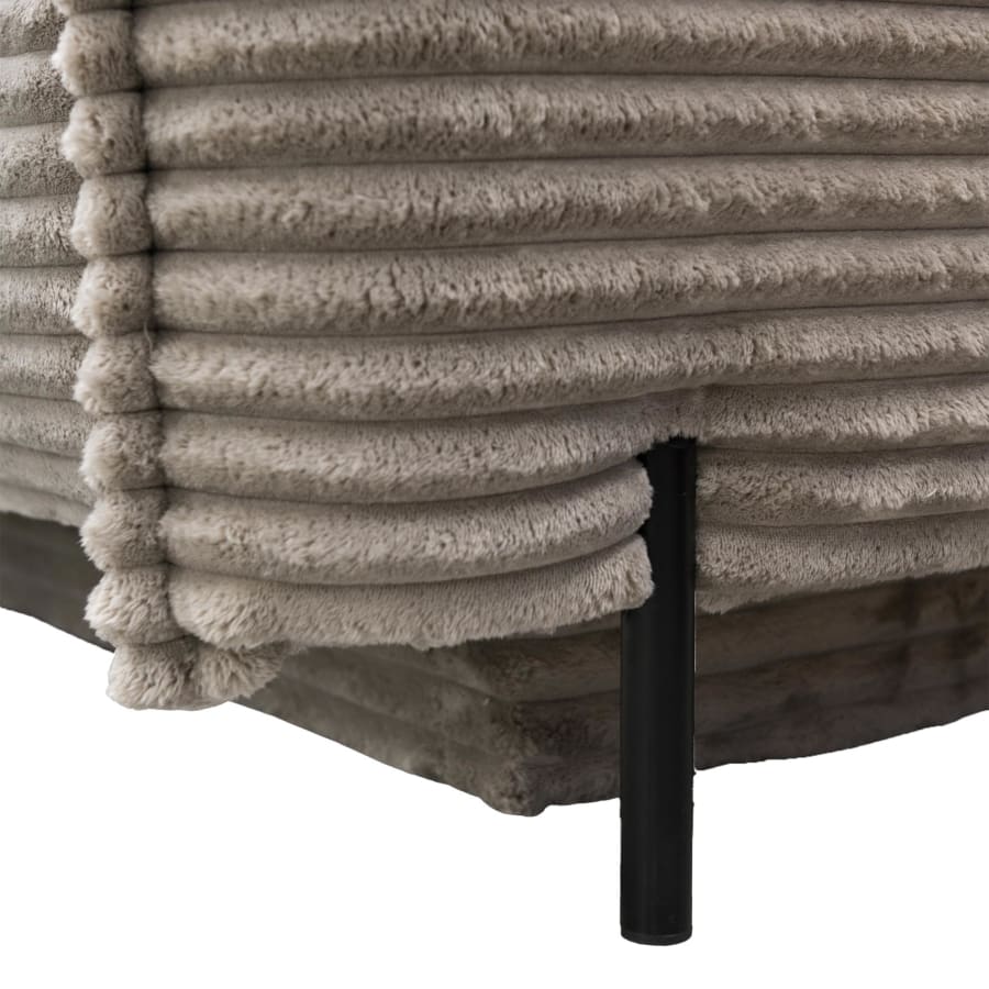 Canap&eacute; 3 places convertible avec coffre velours gros c&ocirc;tel&eacute; taupe