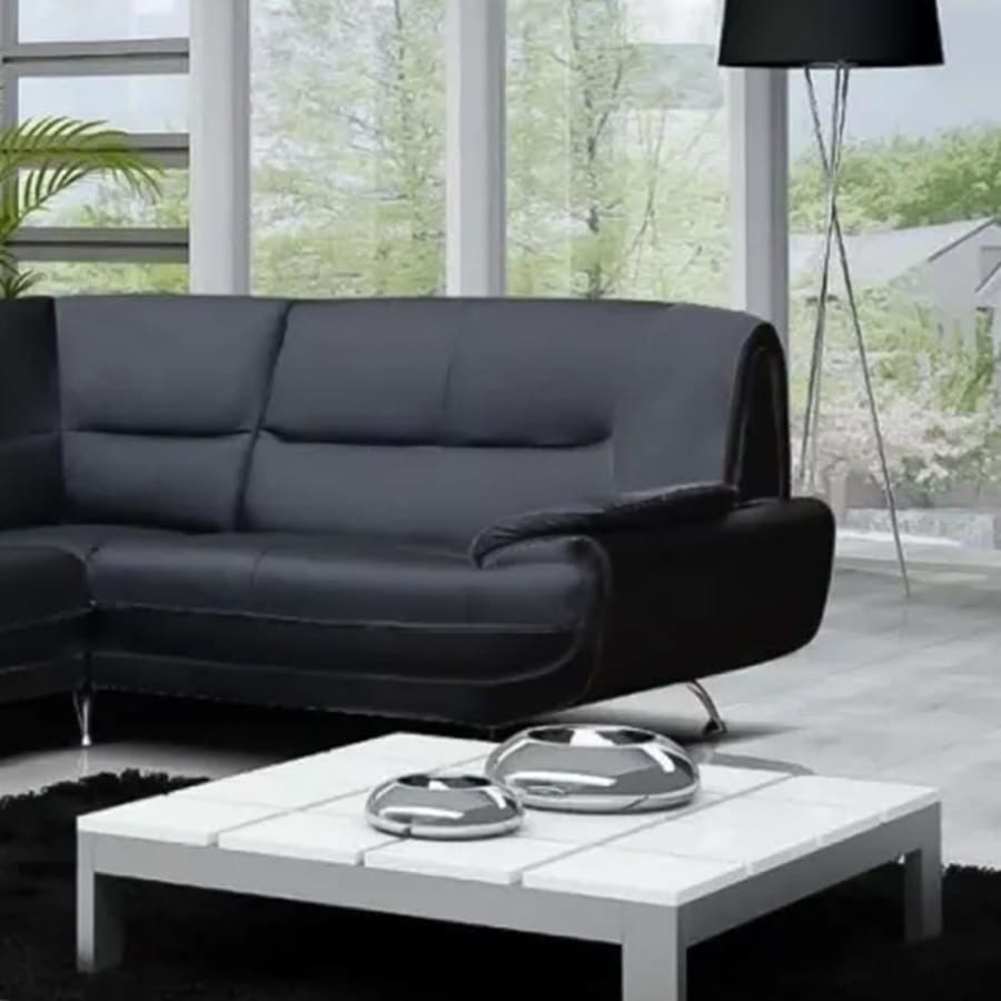 Canapé d'angle design en simili cuir noir