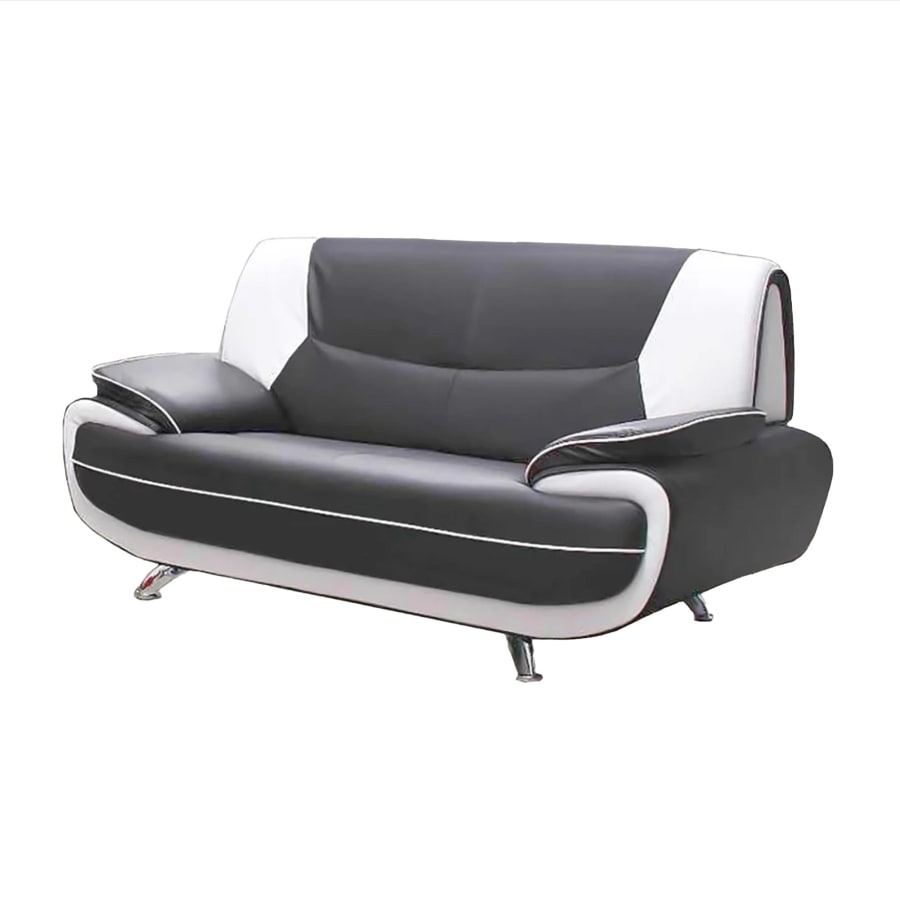 Canapé design 2 places en simili cuir gris et blanc