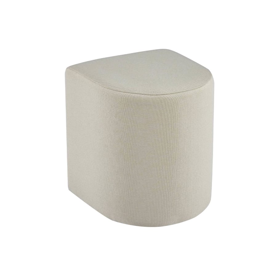 Ensemble table basse couleur bois avec 2 poufs encastrables en tissu beige