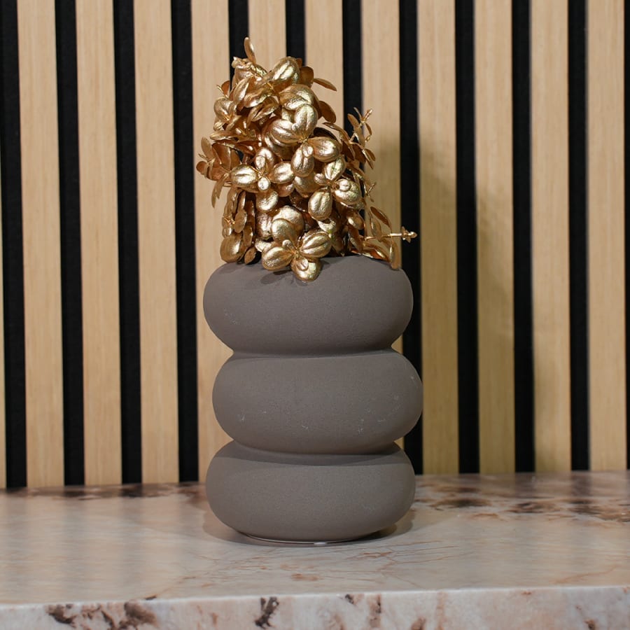 Vase en céramique marron foncé H17.5 cm