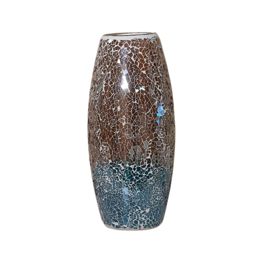 Vase en verre mosaïque marron et bleu H30 cm