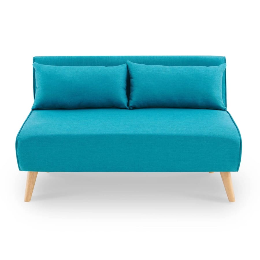 Banquette convertible  en tissu bleu turquoise 2 places