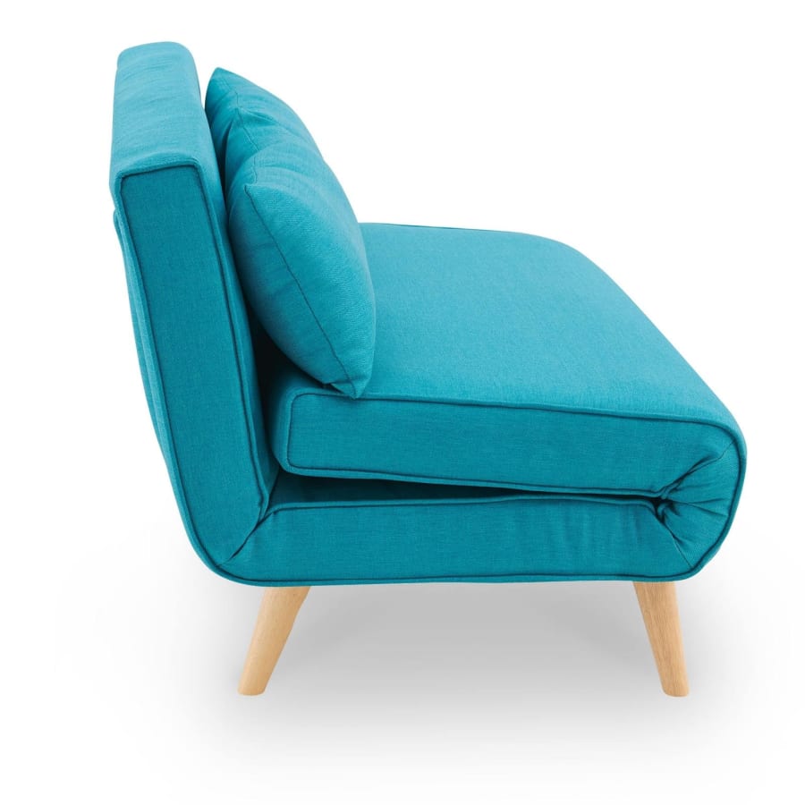 Banquette convertible  en tissu bleu turquoise 2 places