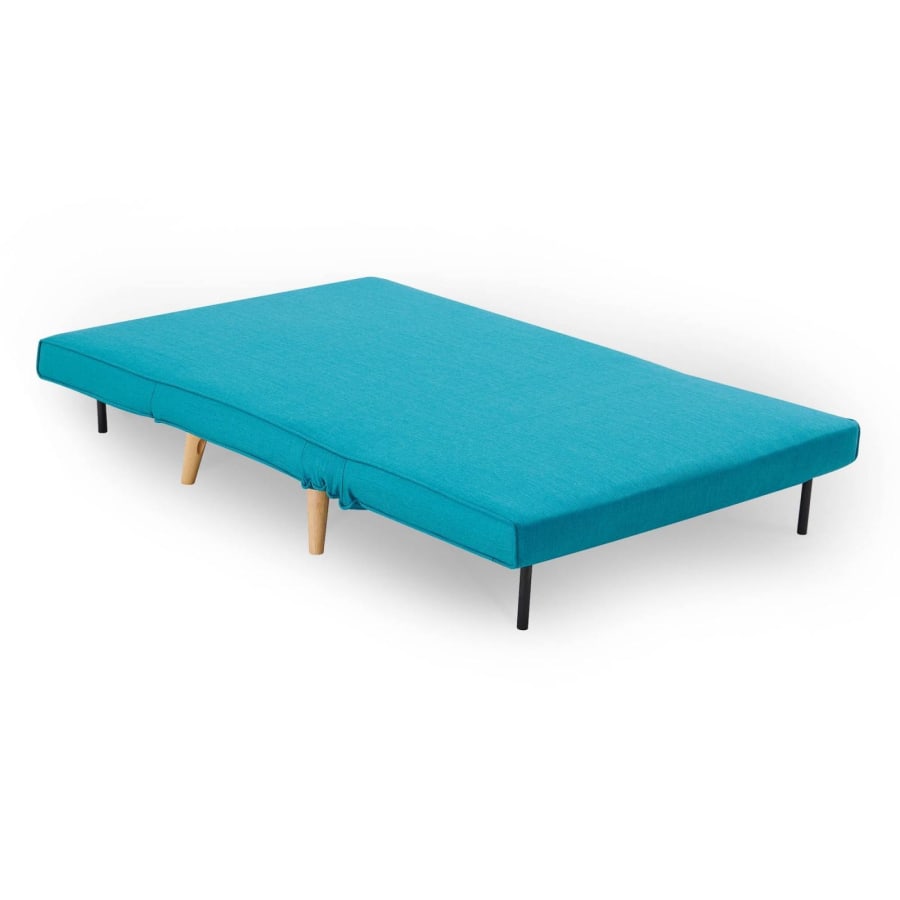 Banquette convertible  en tissu bleu turquoise 2 places