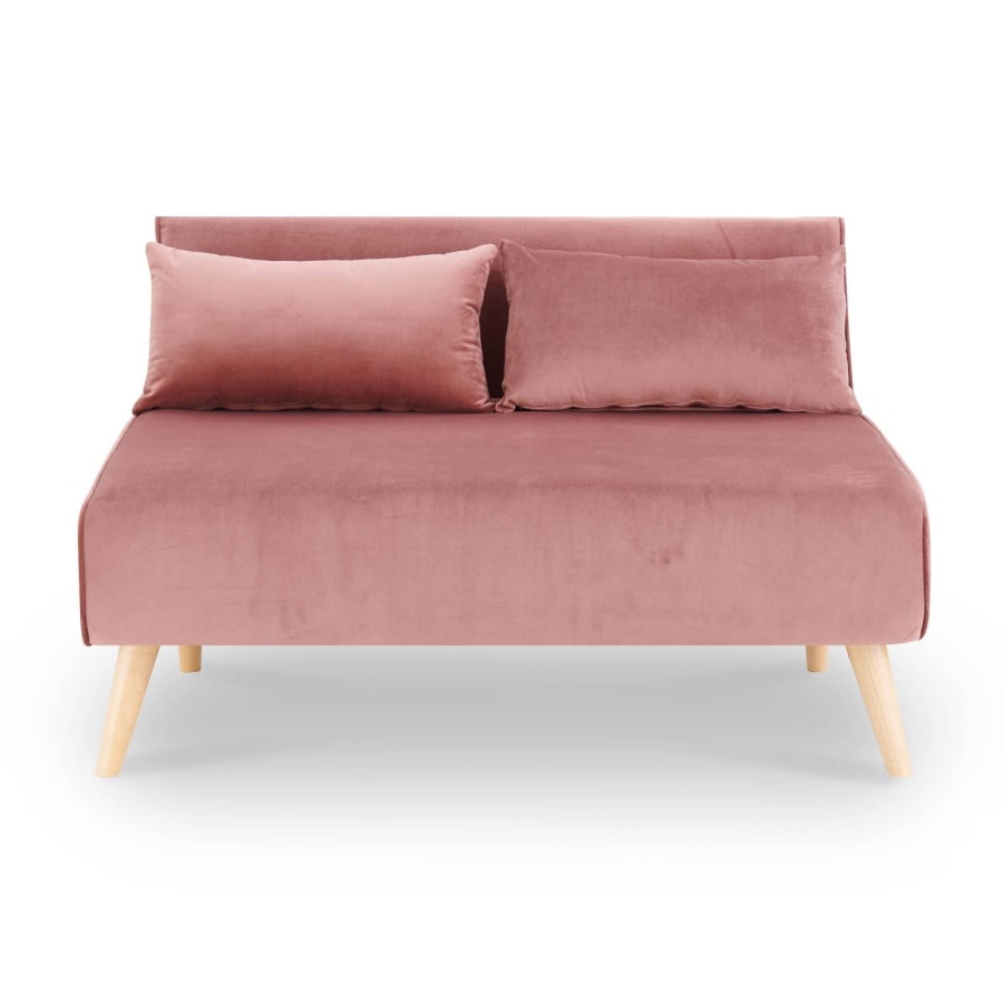 Banquette convertible en velours rose 2 places