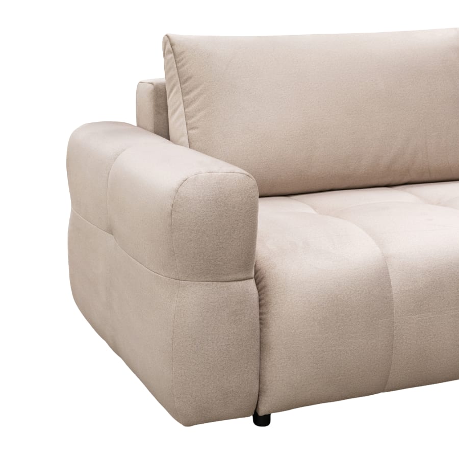 Canap&eacute; 3 places convertible avec coffre en tissu beige