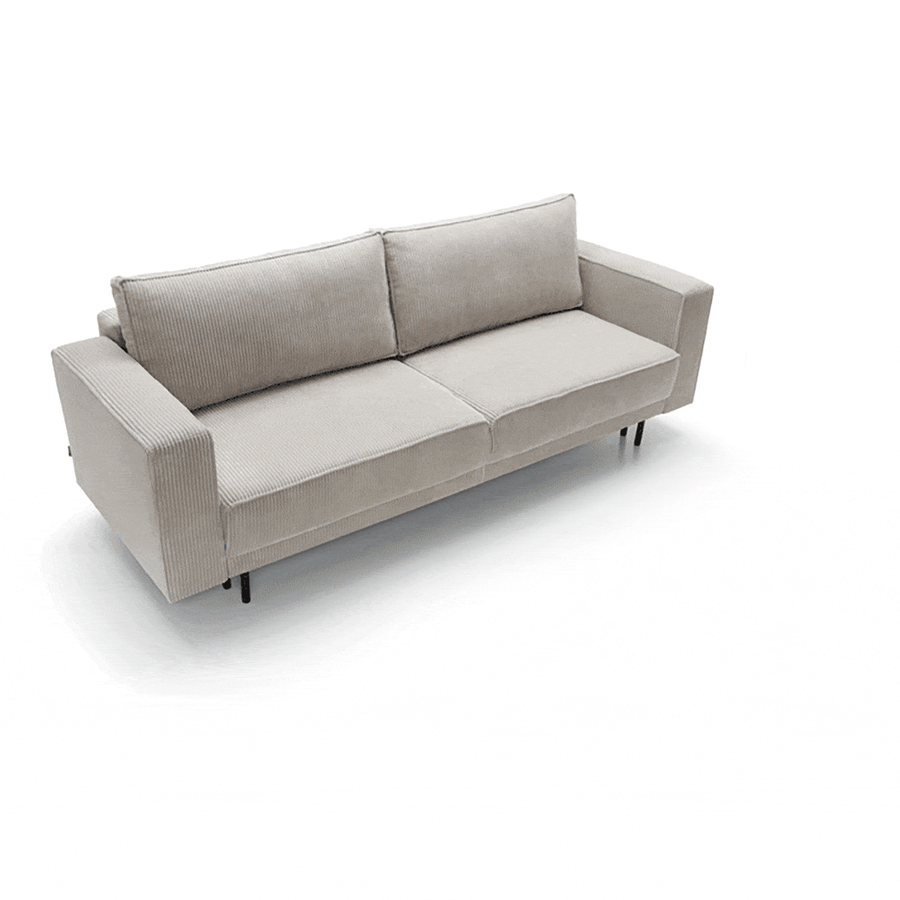 Canap&eacute; convertible avec coffre de rangement en velours c&ocirc;tel&eacute; beige