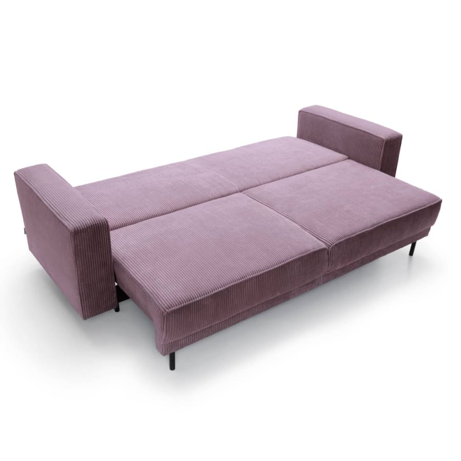 Canapé convertible avec coffre de rangement en velours cotelé violet