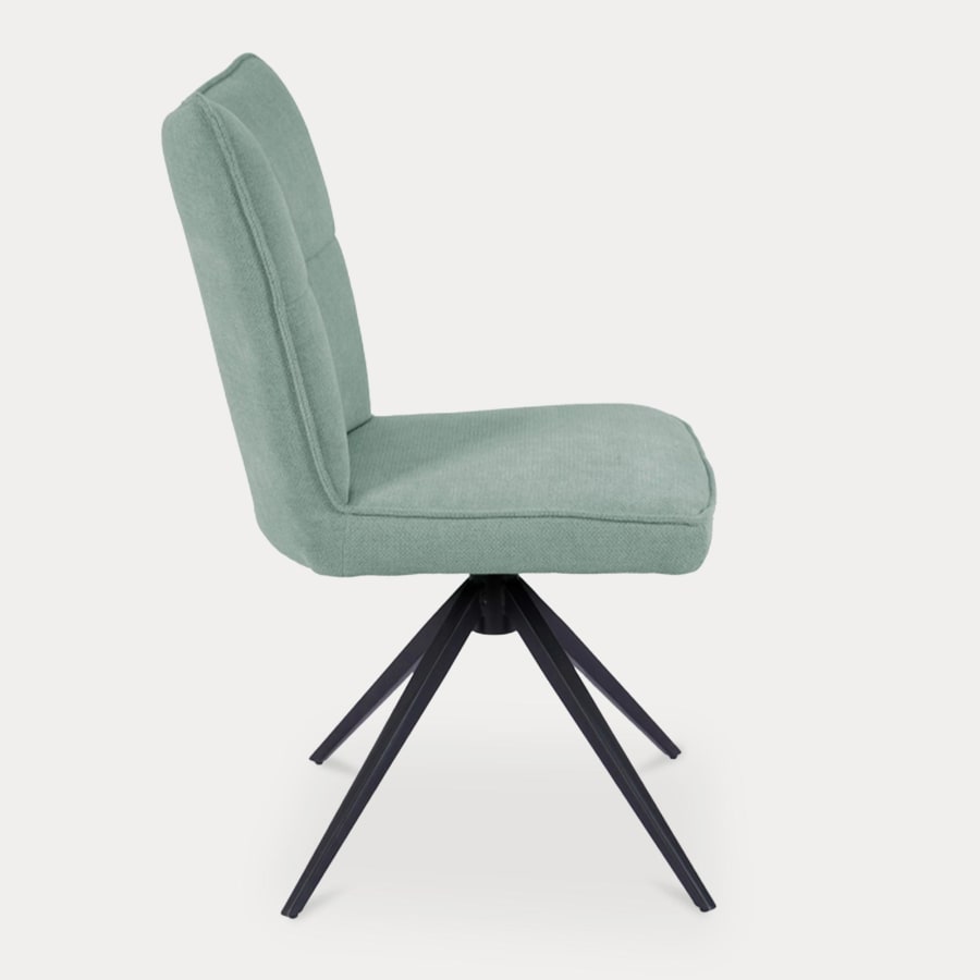 Lot de 2 chaises en tissu vert pieds métal noir