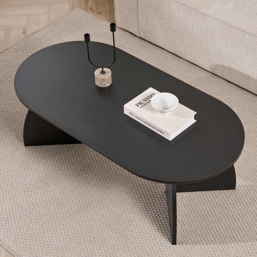 Table basse ovale couleur bois noir 120 cm