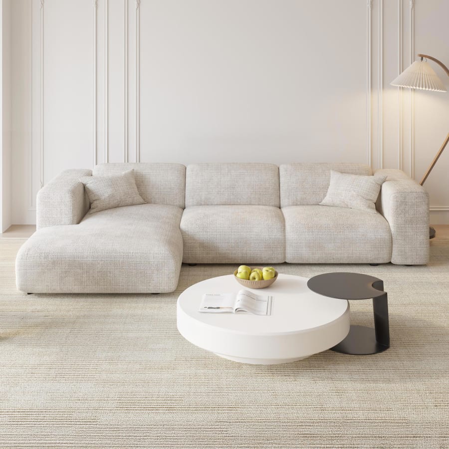 Canapé d'angle design en tissu beige - Angle gauche