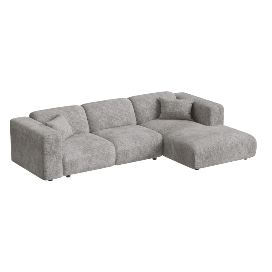 Canap&eacute; d'angle design en tissu gris - Angle droit