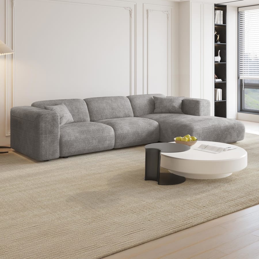 Canap&eacute; d'angle design en tissu gris - Angle droit