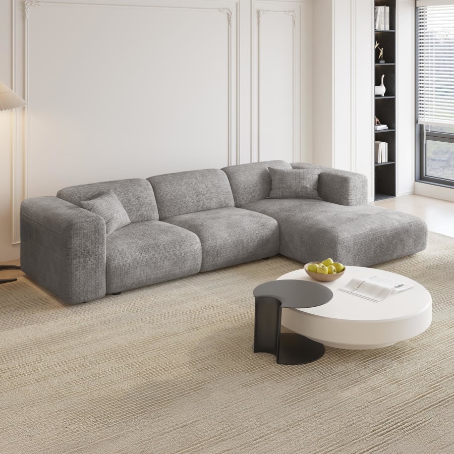 Canap&eacute; d'angle design en tissu gris - Angle droit