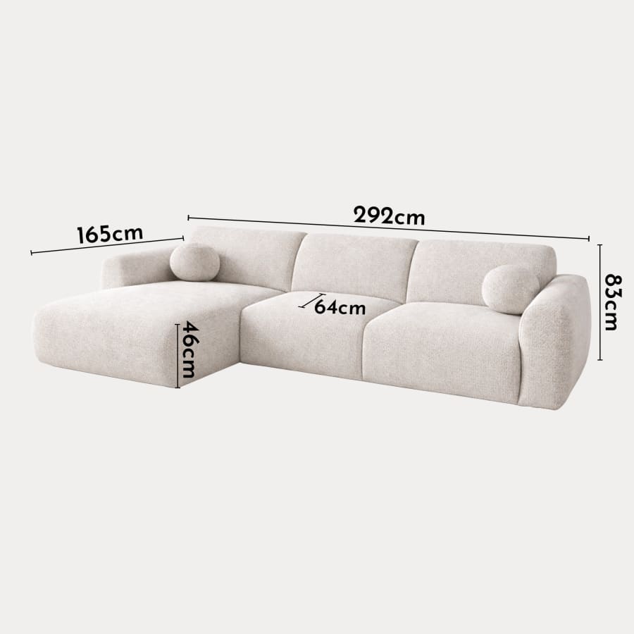 Canap&eacute; d'angle en tissu beige - Angle gauche