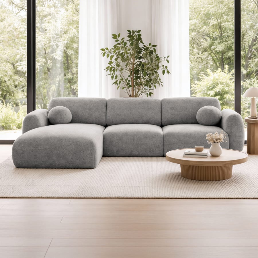 Canap&eacute; d'angle en tissu gris - Angle gauche