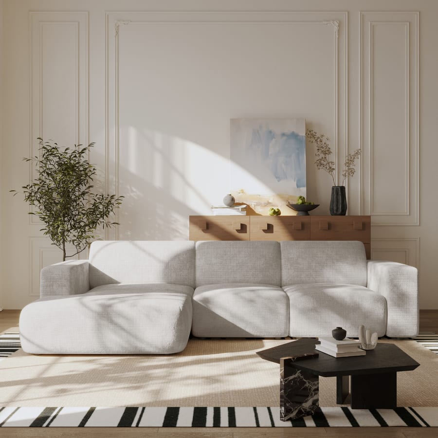 Canapé d'angle en tissu beige - Angle gauche