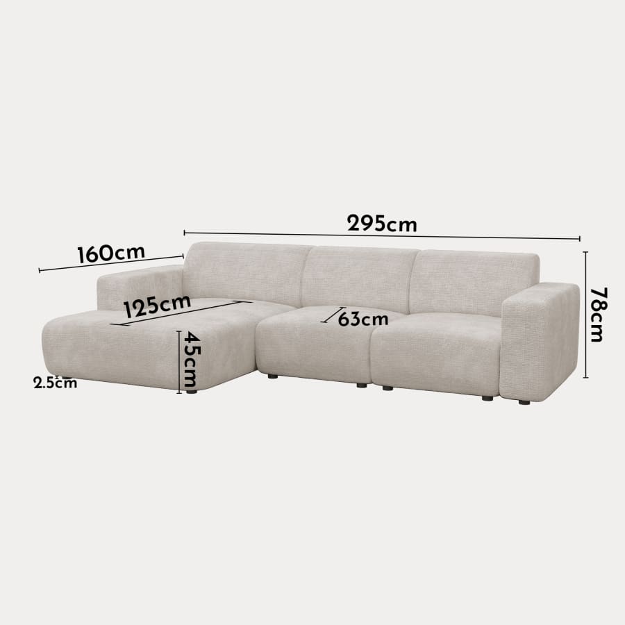Canapé d'angle en tissu beige - Angle gauche