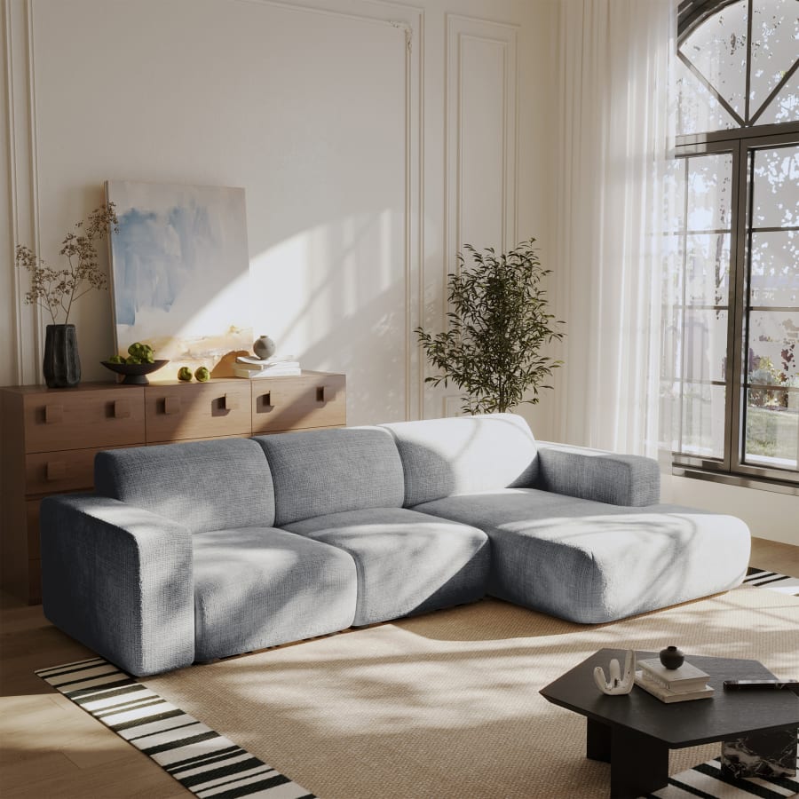 Canapé d'angle en tissu gris - Angle droit