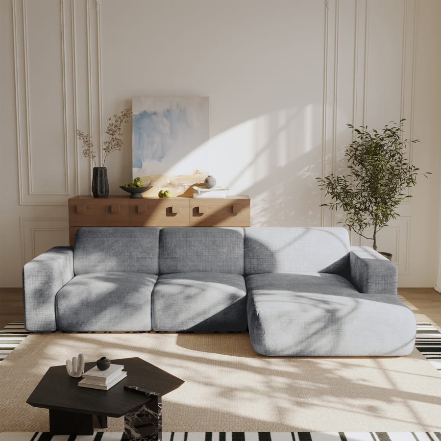 Canapé d'angle en tissu gris - Angle droit