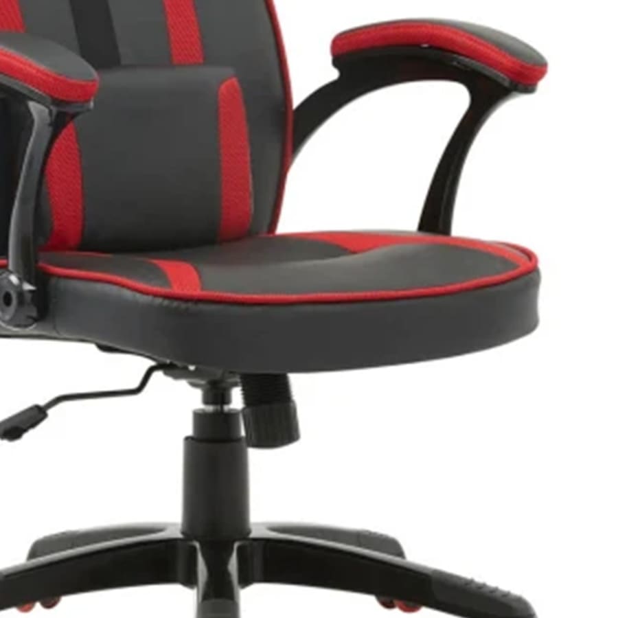 Fauteuil de bureau gamer en simili cuir noir et rouge