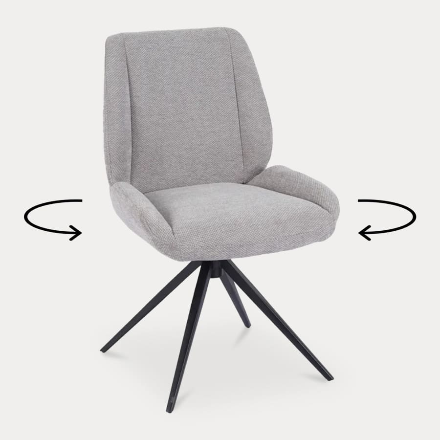 Lot de 2 chaises en tissu gris pieds en métal noir