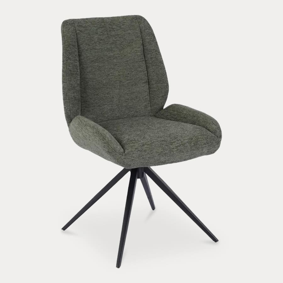 Lot de 2 chaises en tissu vert pieds en métal noir