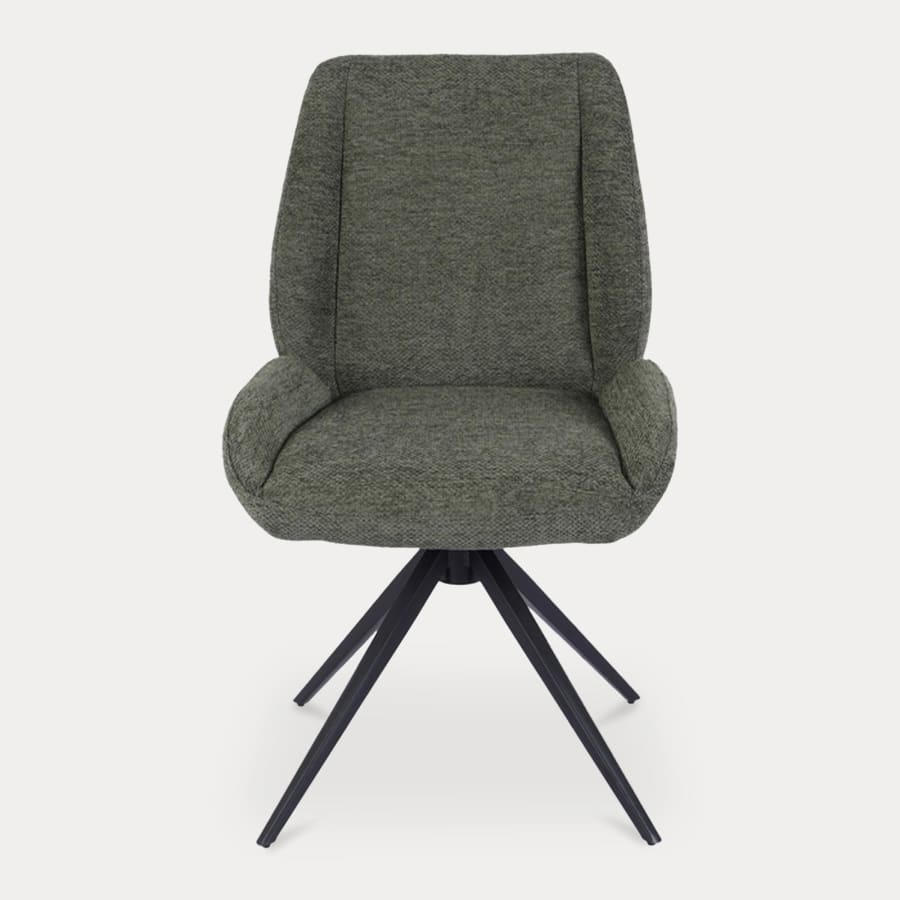 Lot de 2 chaises en tissu vert pieds en métal noir