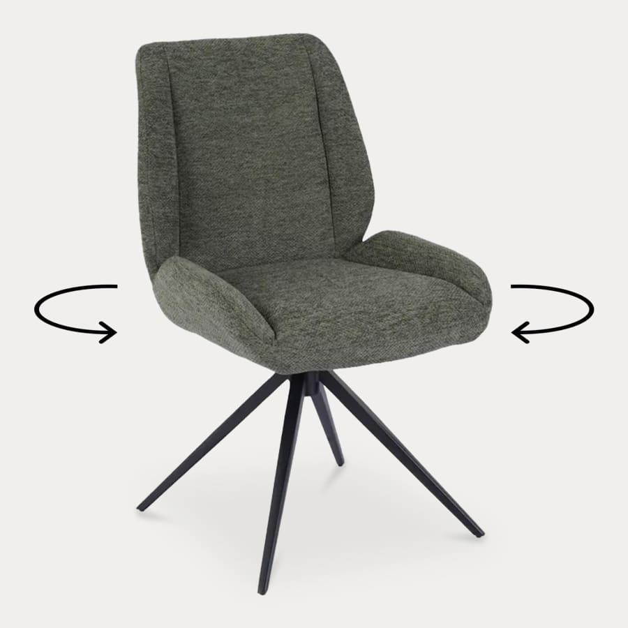 Lot de 2 chaises en tissu vert pieds en métal noir