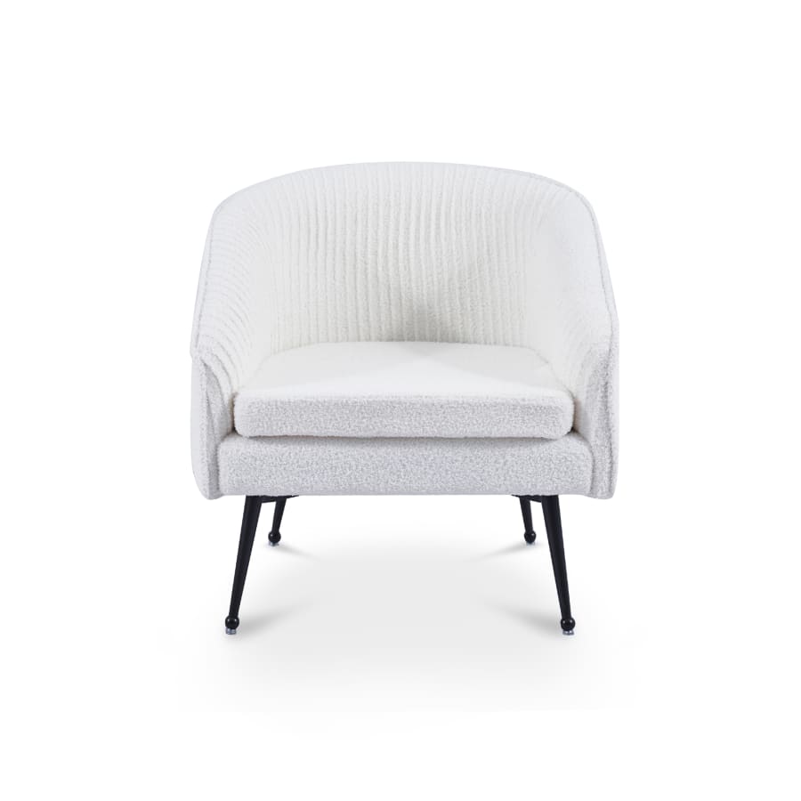 Fauteuil cabriolet effet peau de mouton blanc pieds en métal noir