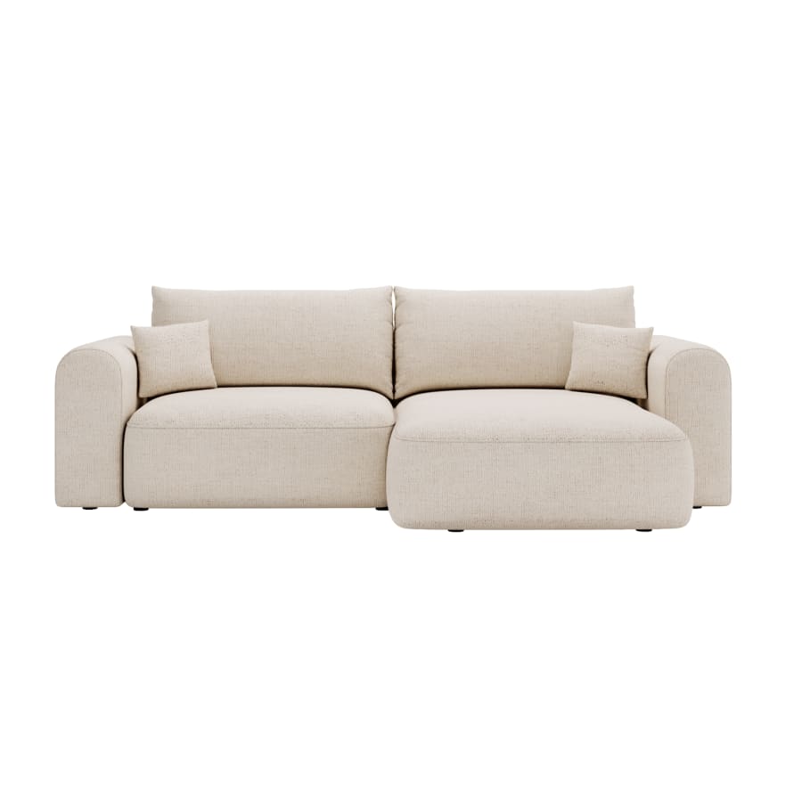 Canapé d'angle convertible réversible avec coffre en tissu beige
