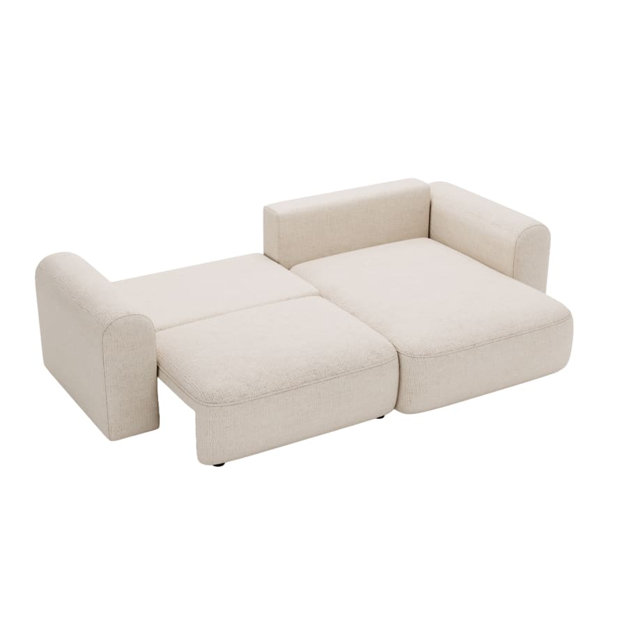 Canapé d'angle convertible réversible avec coffre en tissu beige