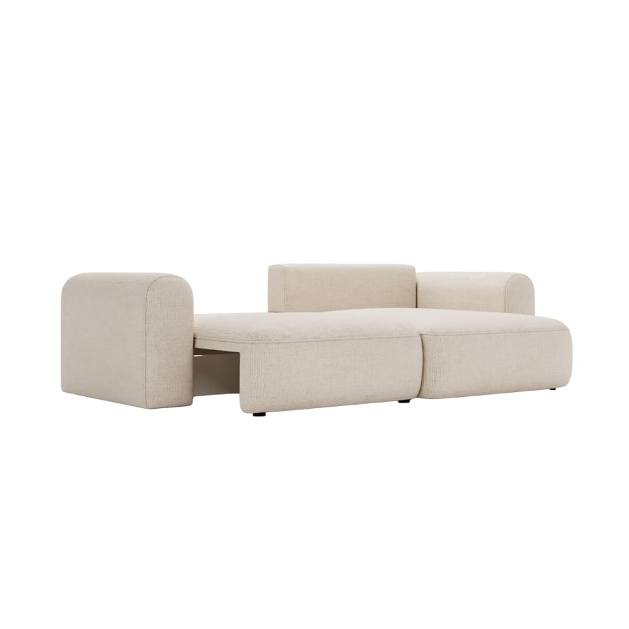 Canapé d'angle convertible réversible avec coffre en tissu beige