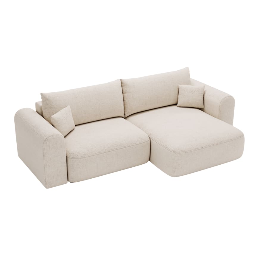 Canapé d'angle convertible réversible avec coffre en tissu beige